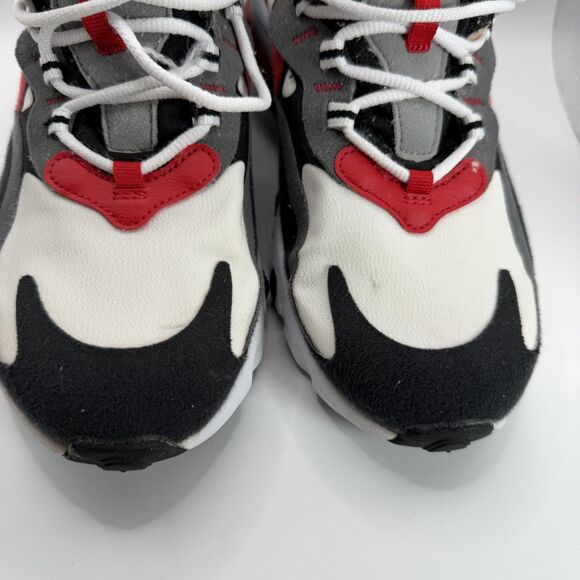 Nike Air Max 270 React GS Shoes Kids Size 7 Gray Red Black Cushioned BQ0103-011 - Picture 3 of 13